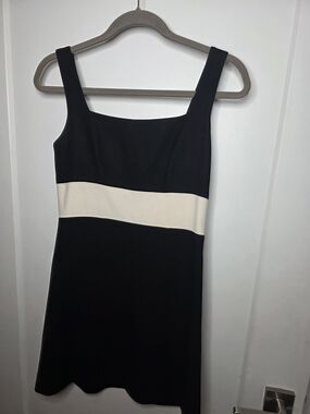 Bebe Black Ivory Colorblock Fit Flare Dress Size 8 Made USA